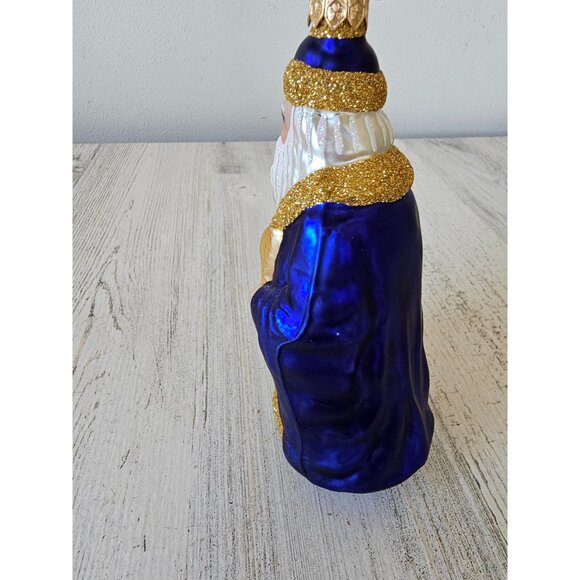 Patricia breen Santa making his list Henry Teddy list gold blue ornament Xmas tr - Picture 5 of 8